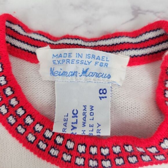 Neiman Marcus Vintage Red Knit Bubble Romper with Embroidered Matching Top Set - Picture 8 of 14